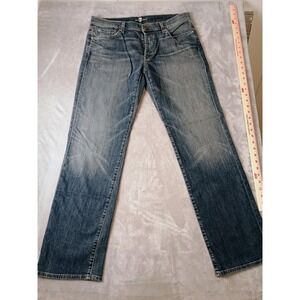 7 For All Mankind Jeans Womens 32 Blue Medium Wash Straight 32x32 Button Fly